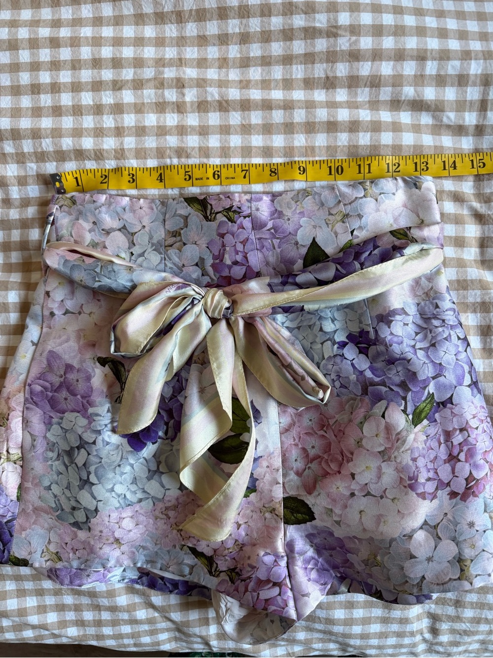Zimmermann Hydrangea Tie-Waist High-Rise Shorts - Pink & Lavender - Picture 5 of 5